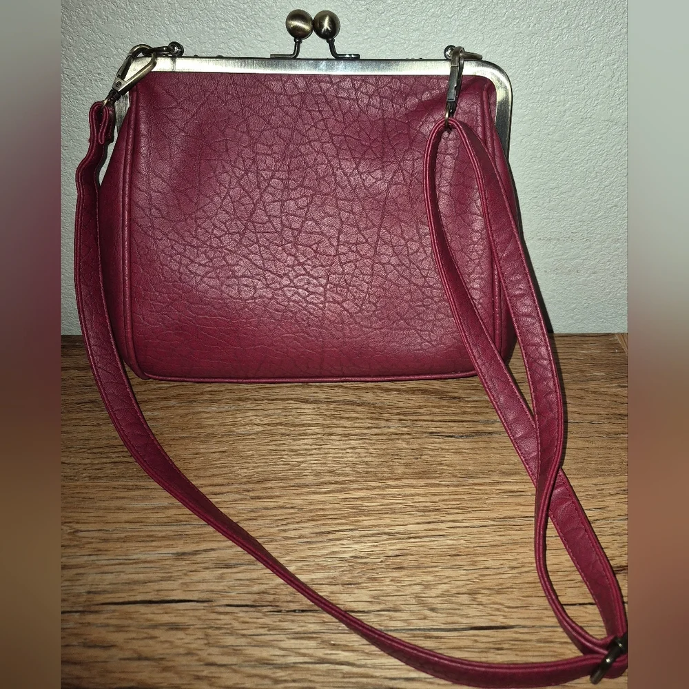 Vintage Kiss Lock Clutch for Women Leather Shoulder Bag Evening Purse - Picture 2 of 4